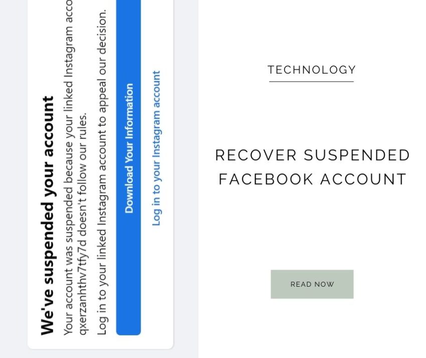 Recover Suspended Facebook Account Due to an unknown Instagram Account
